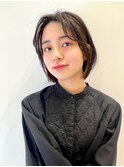 切りっぱなしボブ 韓国風ヘア 韓国ボブ イヤリングカラー t325