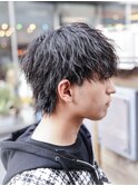 フェザーパーマ/刈り上げセンターパート/サーフカール[新宿]
