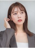 ミディアムストレート似合わせカットイメチェンフルバング