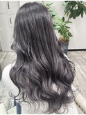 パープルラベンダーイルミナカラーレイヤーカット堺東グレージュ