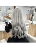 シールエクステで作るシルバーロングスタイル