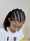 トレンド人気！！キッズイベントヘアコーンロウ♪子供エクステ