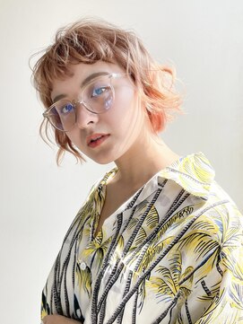 セシルヘアー(CECIL hair) ケアブリーチ オレンジカラー  ショートボブ  オン眉 下北沢