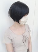 大人黒髪前下がり丸みショートボブ20代30代40代銀座