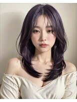 ソアバイリコヘアー(soar by LiCO Hair) 韓国フロントレイヤー×バイオレットカラー