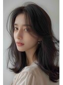 セミロング/センターパート/ナチュラルヘア/【lana hair新宿】