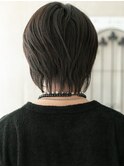 20代30代七三分けダークアッシュ伸ばしかけメンズウルフI草加