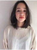 ダークアッシュ_毛先パーマことりベージュウォーターフォール