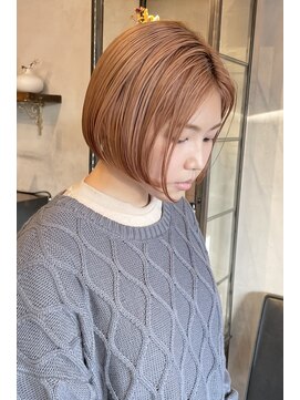 リフ デザイン ラボ(riff design labo) ピンクオレンジベージュ/ケアブリーチ/ミニボブ