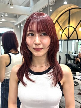 ロンドエニカ 大宮(Lond enika) ウルフレイヤーカット暖色カラーブリーチなしダブルカラー大宮