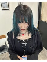 アットラップレーヴ(attrape-reve) お洒落ブリーチカラーウルフブルー×ブラック毛先カラー/高橋