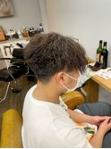 ツイストパーマ ツーブロック 前下がり