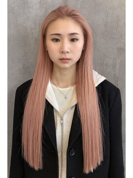 ストゥー(StueW.) さくらピンク×ストレート/髪質改善/ブリーチ/ダブルカラー/韓国