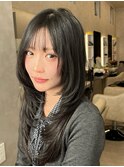 暗髪ザクザクレイヤーハッシュカットバタフライカット表参道韓国