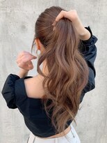 オウル(Owll) 【Owll】ハイライトピンクベージュ レイヤーロングスタイル