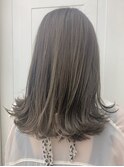 濡れ髪　切りっぱなし　オリーブカラー　セミウェットウェーブ