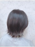外ハネショートボブ/こなれヘア/ブルーブラック