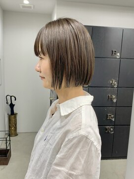 ヘアー アイス 御器所本店(HAIR ICI) 10代20代透明感暗髪アッシュグレージュ丸みボブ
