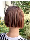 ボブ#オレンジベージュ#ブリーチなし#切りっぱなし#豊橋#豊川