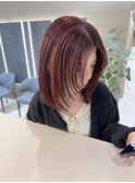 ピンクカラー レイヤーカット 髪質改善 くびれヘア ダブルカラー
