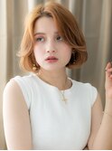 かきあげバングハイトーンカラーワンカールボブY上尾20代30代