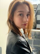【MINX】くびれヘアアプリコットオレンジハイライトカラー_銀座