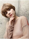 小顔 マッシュショート ベージュ パーマ 20代30代40代50代