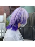 シルバー×パープルウルフカット/派手髪カラーバター[渋谷/原宿]
