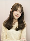 お顔周りたっぷりレイヤー×オリーブグレージュ