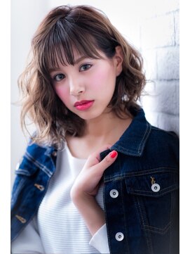 ヘアーアートシフォン 池袋西口店(Hair art chiffon) ワイドバング＆モーブカラーのワンサイドくびれミディ風ヘア