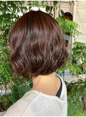 マロンベージュルミエールジェシカライツフラッフィーボブパーマ