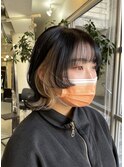 ＊ネオウルフカット！姫カット！インナーカラーベージュ×黒髪