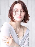 大人可愛い小顔美髪ツヤ髪センター分ボブカシスレッドB1