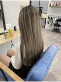 バレイヤージュ_チェリーブラウンフェミニンロング_Y77