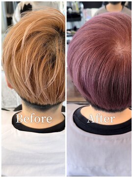 ヴァンクラウドコウベ(VENT CLOUD KOBE) 20代30代ナチュラルブリーチなしピンク大人ボブ透明感カラー