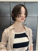 ボブ切りっぱなしボブ顔まわりカット透明感カラー/今枝