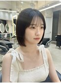 オリーブグレー/ボブ/顔周り/小顔/レイヤー/髪質改善/縮毛矯正
