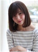 似合わせくびれ小顔カットネビージュワンレンひし形ボブルフ黒髪