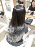 ロングレイヤー×グラデーションカラーホワイトグレー
