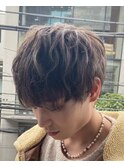 束感ショート　 マッシュパーマ  ブラウンカラー