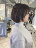 前上がりグラボブ似合わせショートナチュラルハイライトブラウン