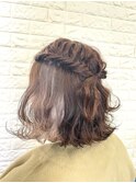 編み込みハーフアップ