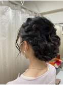 編み込みアレンジのアップ