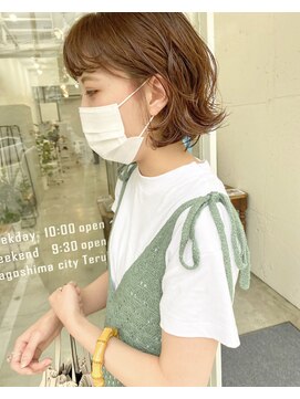 エマ 中山店(EMMA) ボブ　ボブパーマ　オレンジベージュ　オレンジカラー　透明感