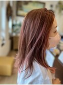 ブリーチなしピンクカラー