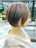 大人ショートボブ丸みショートカットマッシュショート前髪あり