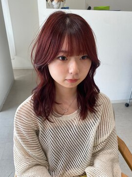 コト 福井大和田店(coto) オレンジピンク　ハイトーンカラー　福井美容室