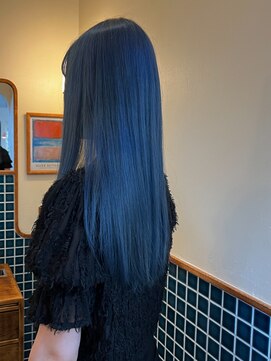 ニュイ(NUIT) ダブルカラーインナーカラーハイライトブリーチネイビーブルー