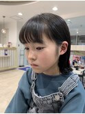 キッズカットキッズヘア外ハネキッズヘア女の子切りっぱなしボブ