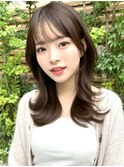 20代30代40代◎前髪パーマ韓国風巻きくすみベージュお団子ヘア